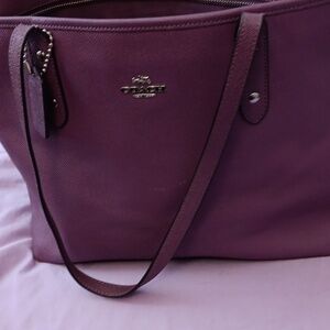 Coach Plum Leather Tote Bag